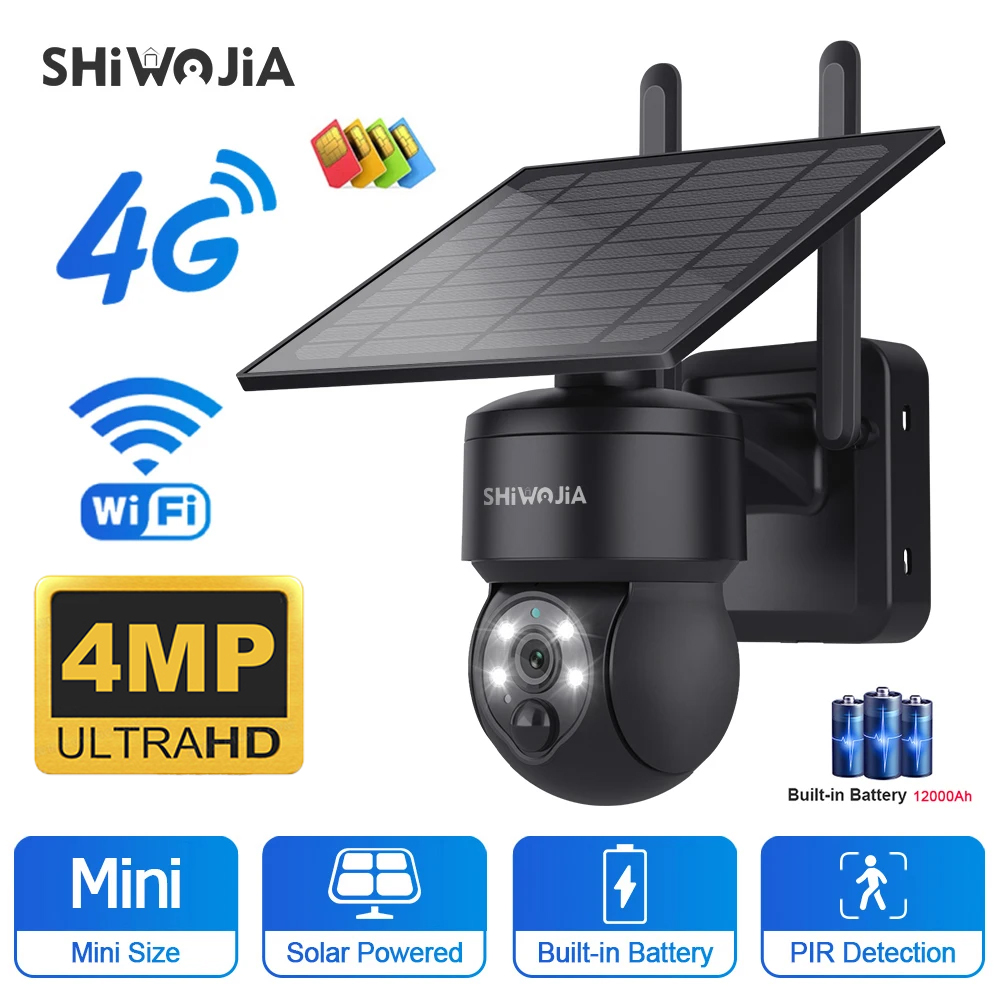 Home Security Outdoor Cameras - SHIWOJIA WIFI Kablosuz PTZ Güneş Kamerası