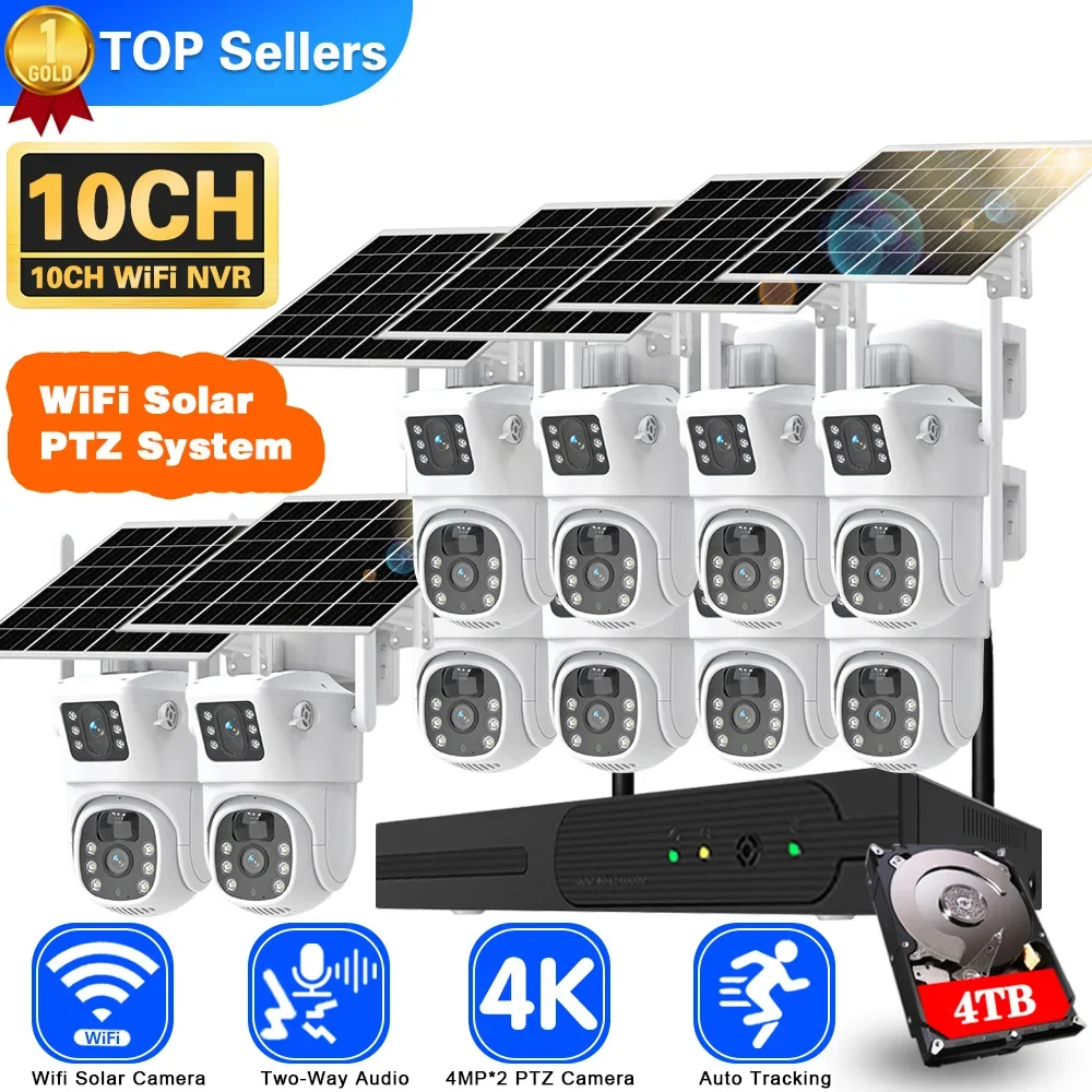 Camera Solar Wireless - 4K 8MP çift Lens Wifi güneş