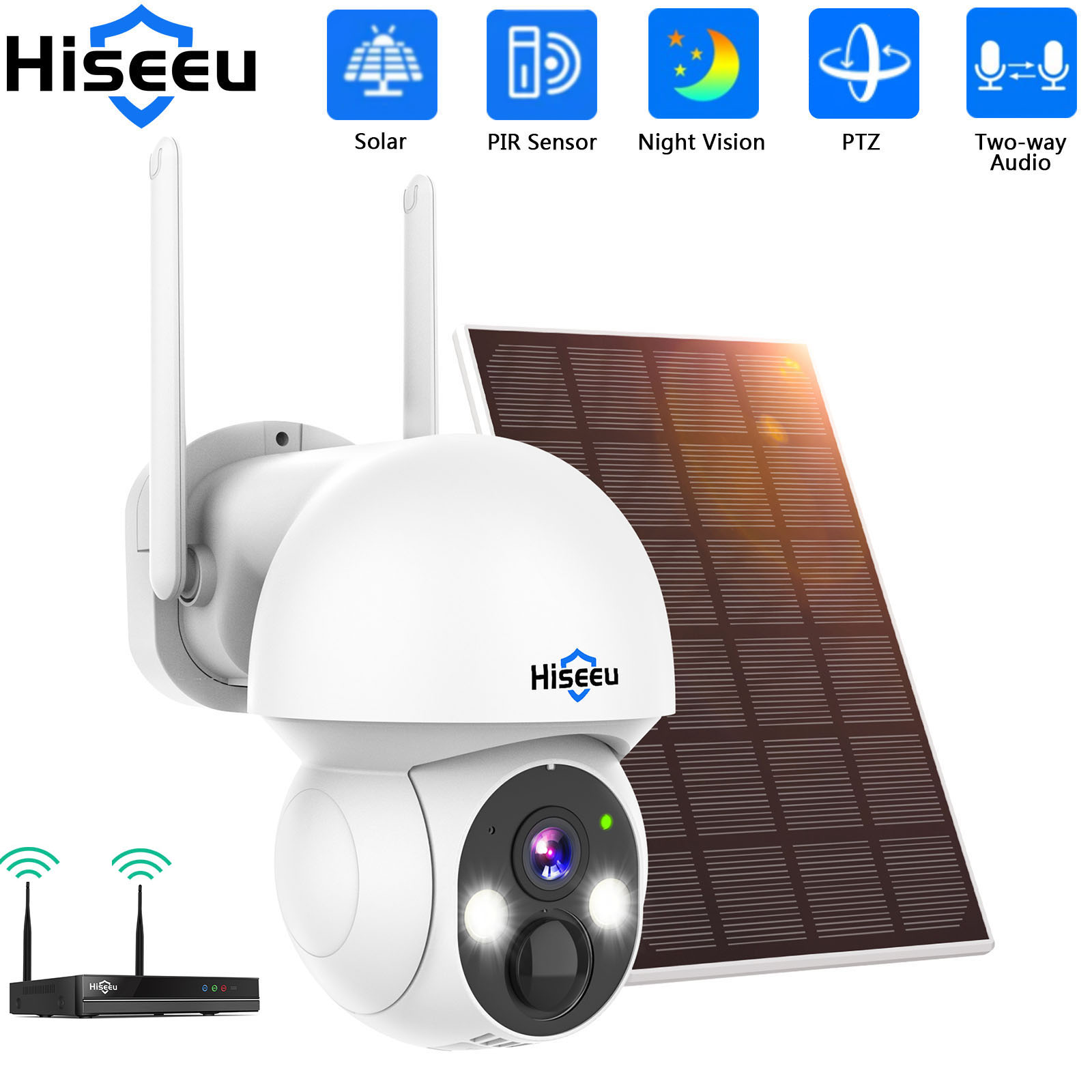 Camera Solar Wireless - Hiseeu 2K 4MP WIFI PTZ Güneş