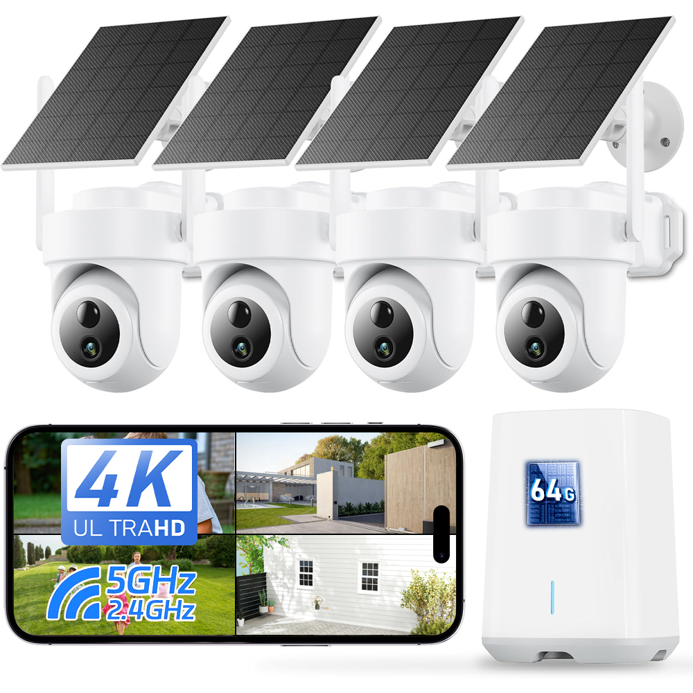 Home Security Outdoor Cameras - 8MP 4K Güneş Enerjili Kamera Sistemi