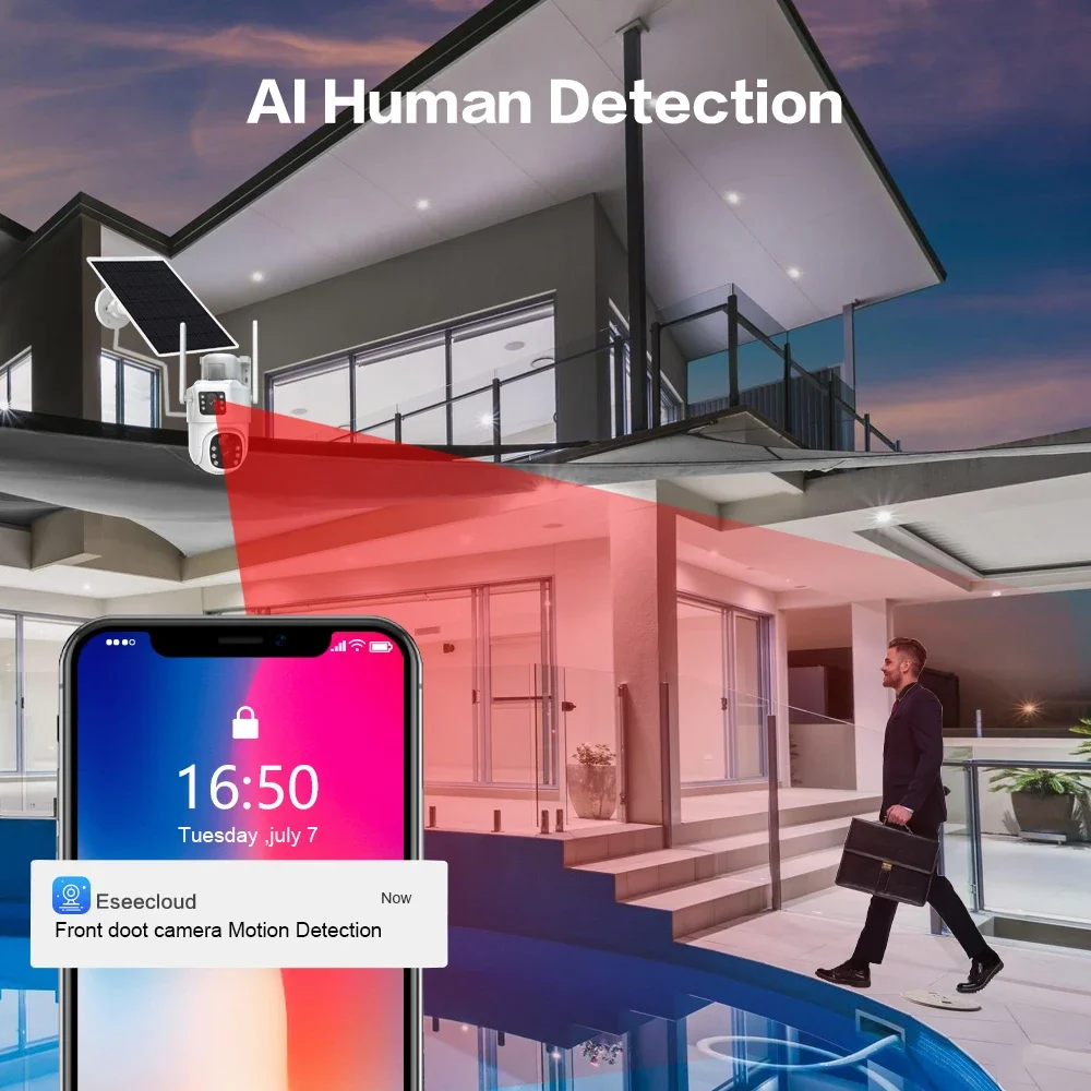 4K 8MP çift Lens Wifi güneş gü - Camera Solar Wireless incelemesi ve fiyatı