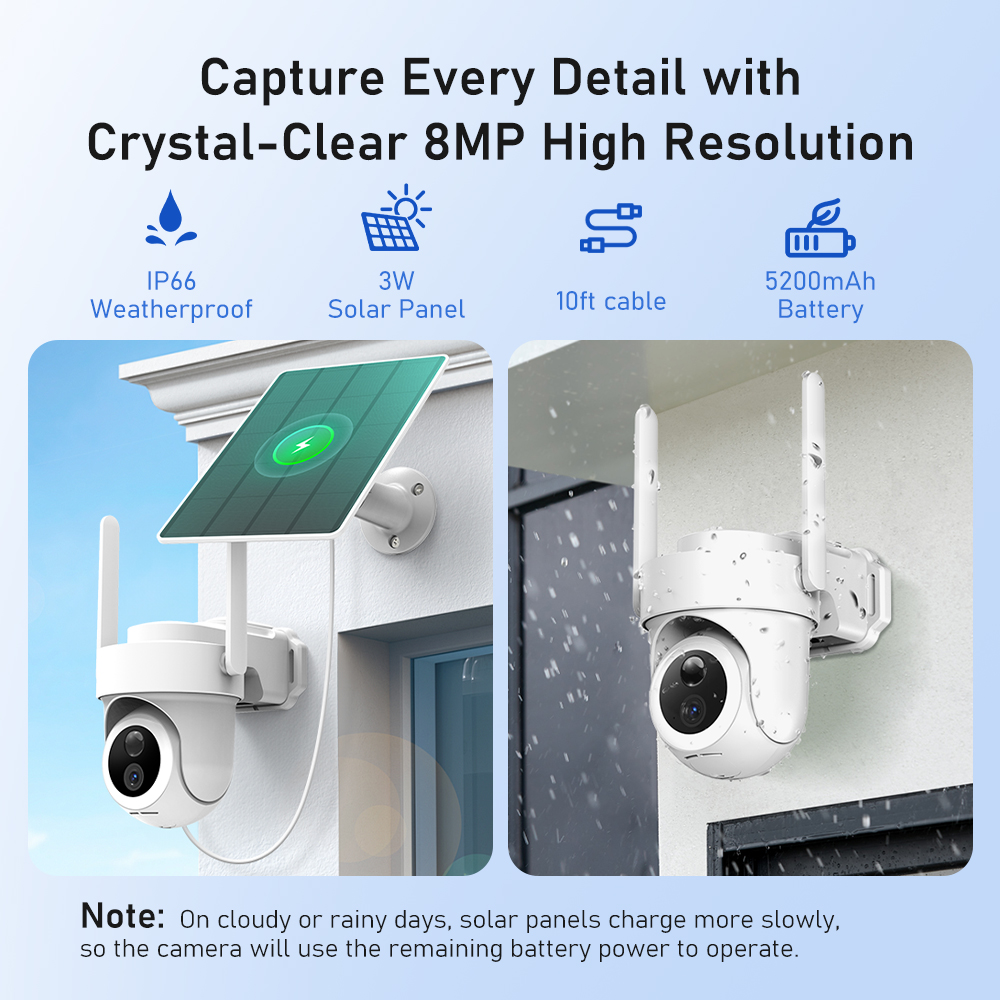 8MP 4K Güneş Enerjili Kamera S - Home Security Outdoor Cameras incelemesi ve fiyatı